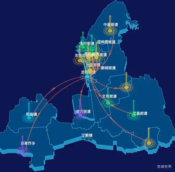 echarts焦作市山阳区geoJson地图飞线图